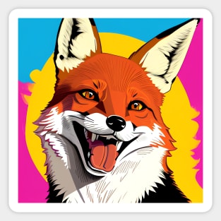 Modern Abstract Pop Art Style Laughing Fox Drawing Sticker